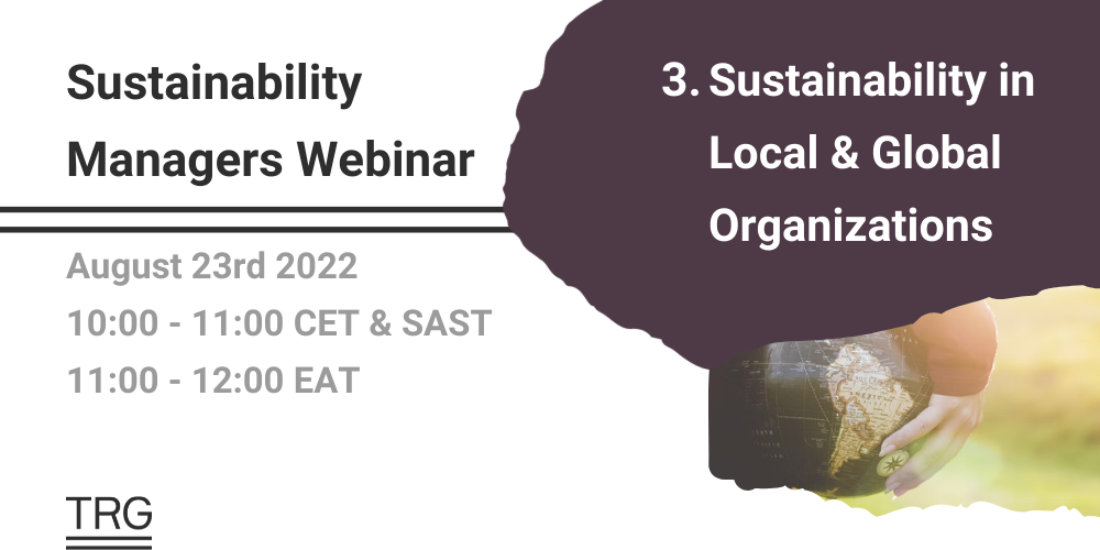 Sustainability Managers Webinar Timeslots for Sustainability in Local & Global Organizations