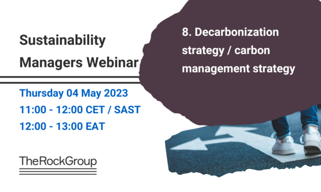 Sustainability Managers Webinar Decarbonization strategy TheRockGroup